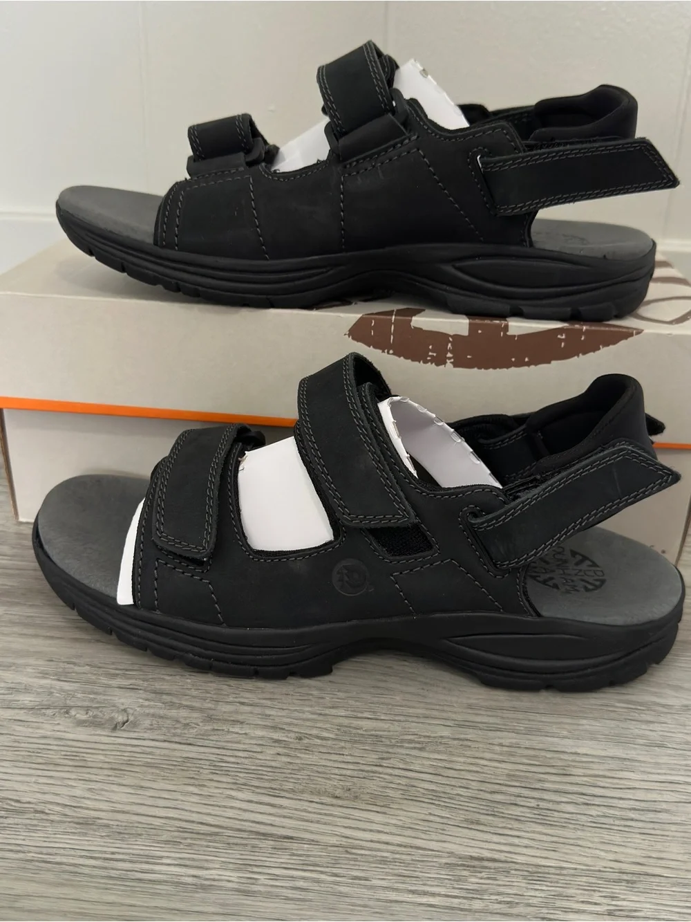 Dunham St Johnsbury Black Leather 3 Strap Sandals Mens 10 4E Extra Wide MCR455BK